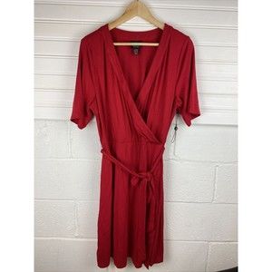 ADRIANNA PAPELL Women’s JERSEY DRESS Morcan Ruby Faux Wrap Dress Red Sz 16